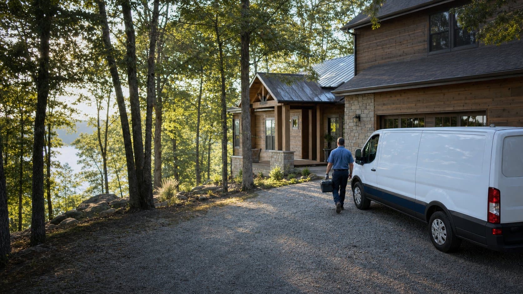 Representative home-service visit at an Ozarks property